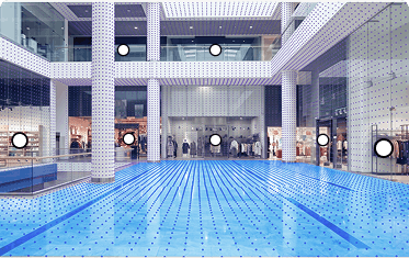 Adding searchable destinations and access rules to a shopping centre Space