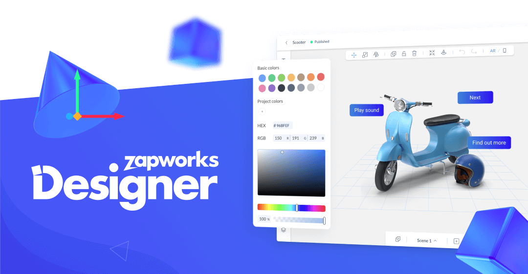 Zapworks Designer No code 3D web tooling for AR VR and WebXR