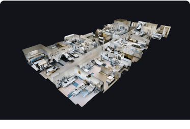 A 3D dollhouse scan of a hospital used to map the estate