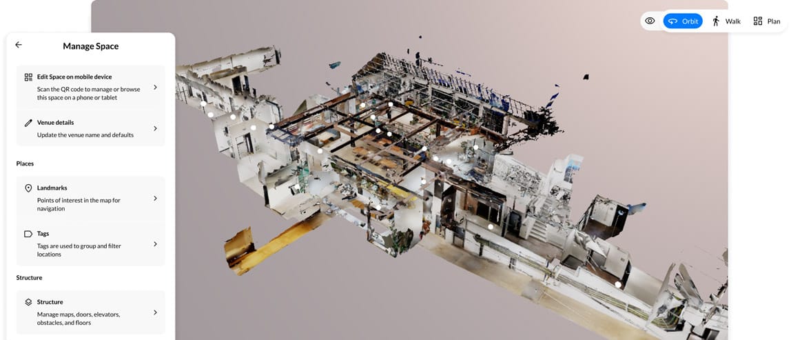 Screenshot of a blank Spaces interface on the web browser