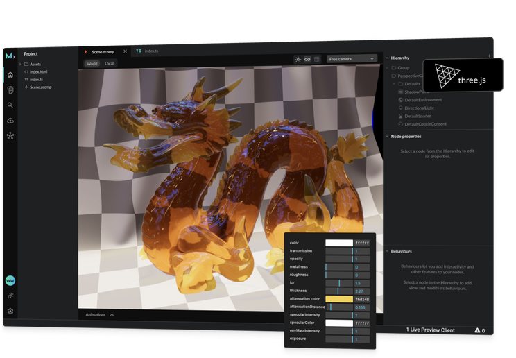 Mattercraft for Three.js Developers page Hero